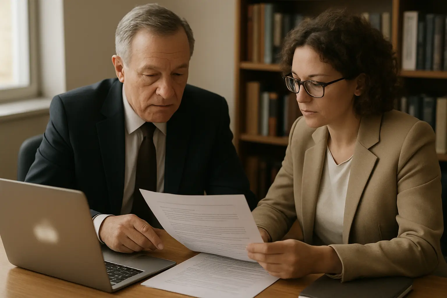An industry practitioner and a business school supervisor reviewing a consultancy project brief together