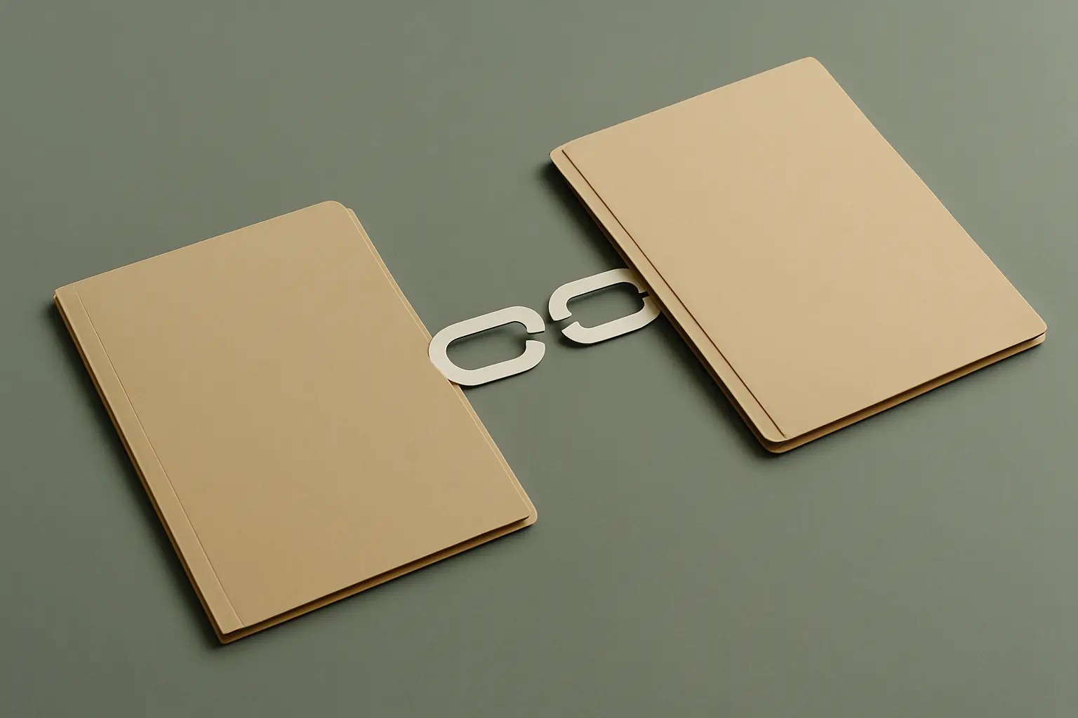 Two document folders linked by a broken chain, representing an absent processor contract