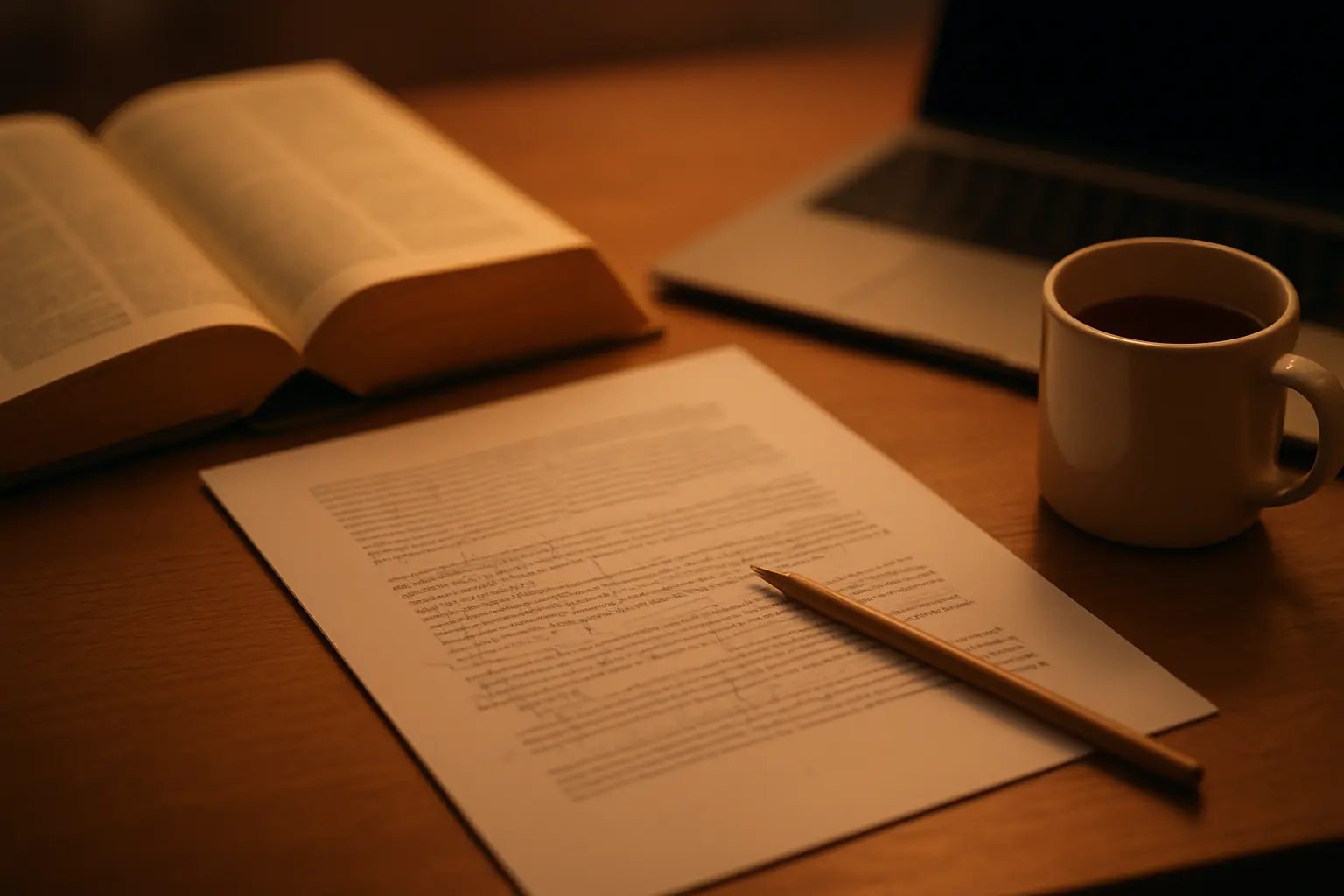 A bilingual dictionary open beside a working draft
