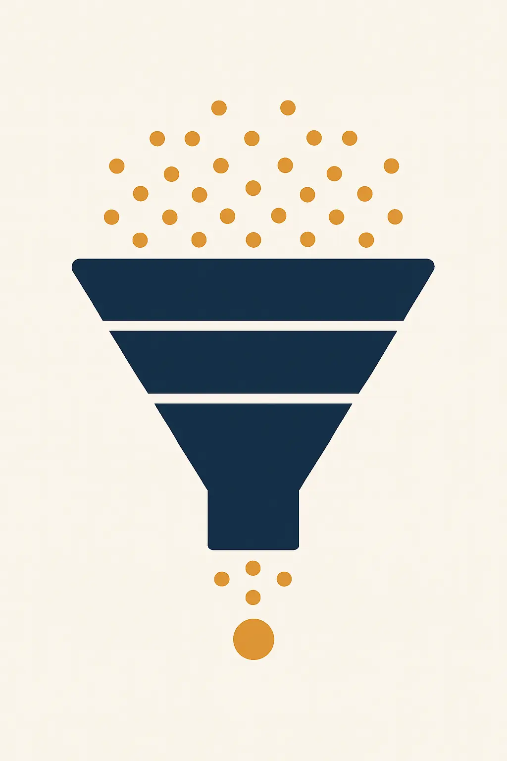 A funnel narrowing from many small submissions at the top to a small number reaching full committee review at the bottom