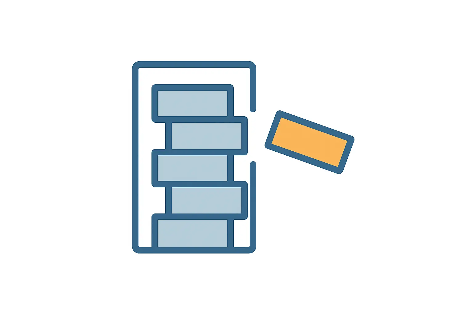 A fixed-size container in which one block pushes another out