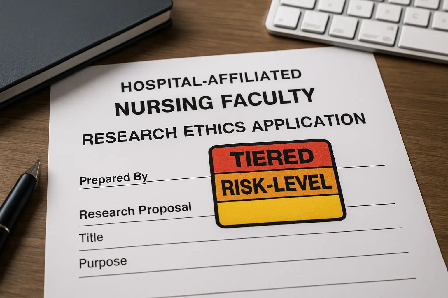 A nursing faculty administrator compares ethics-review software options on a laptop against a cohort volume spreadsheet