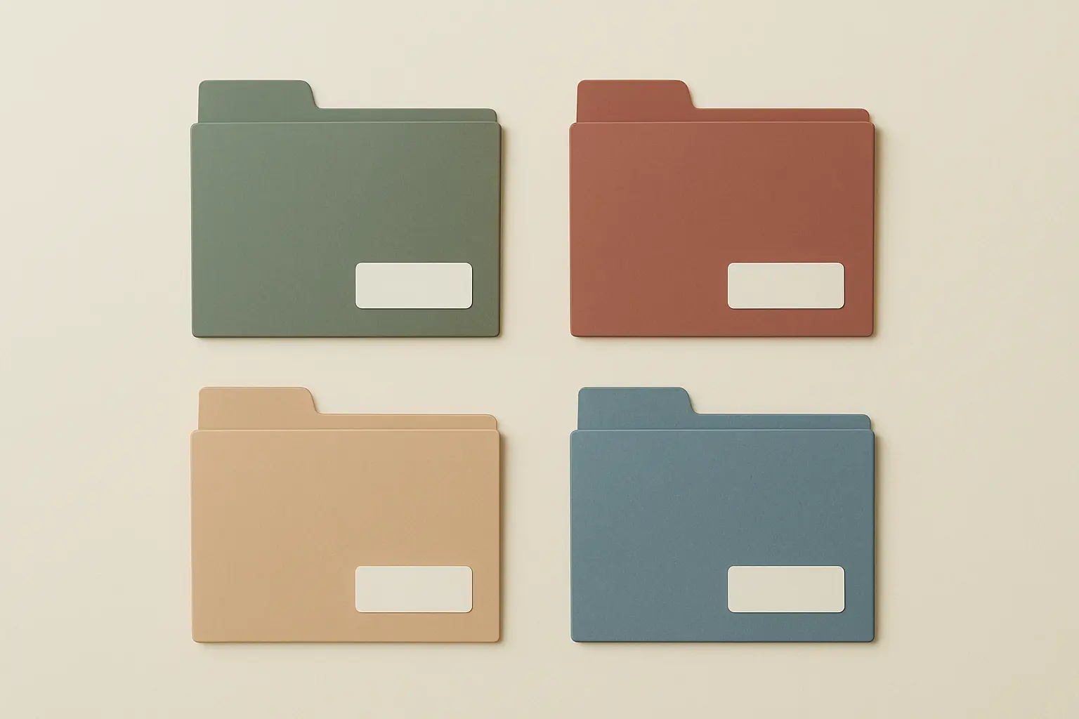 Four folders representing different universities arranged for policy comparison on a light table